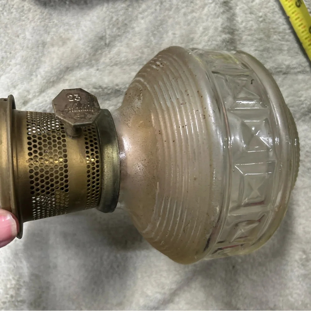 Vintage Brass and Glass Oil Lamp